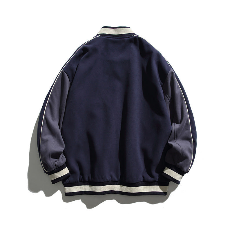 Unisex Boxy College Bomber Jacket with Badge Applications and Contrasting Ribbed Cuffs Mune Fashion