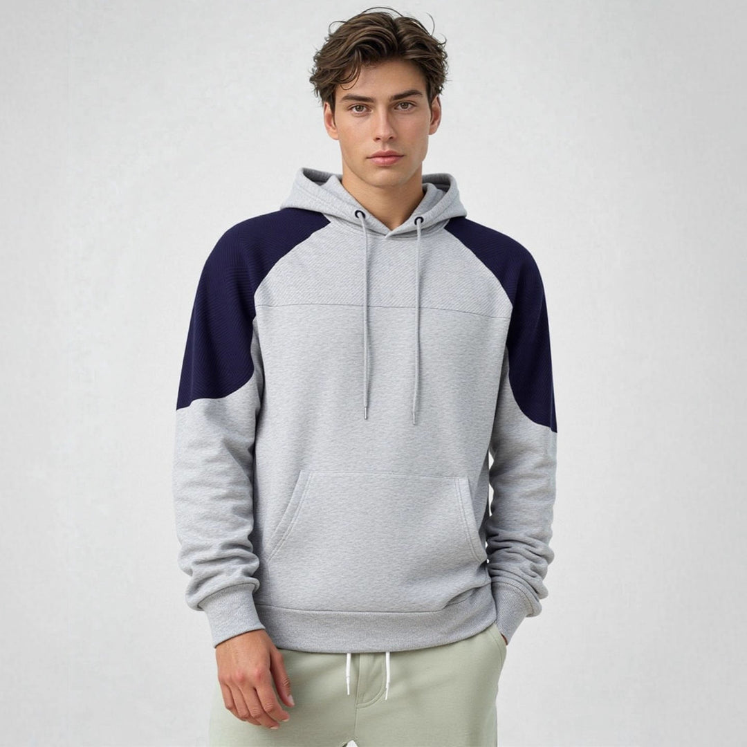 Men's hoodie with textured inserts and kangaroo pocket Mune Fashion