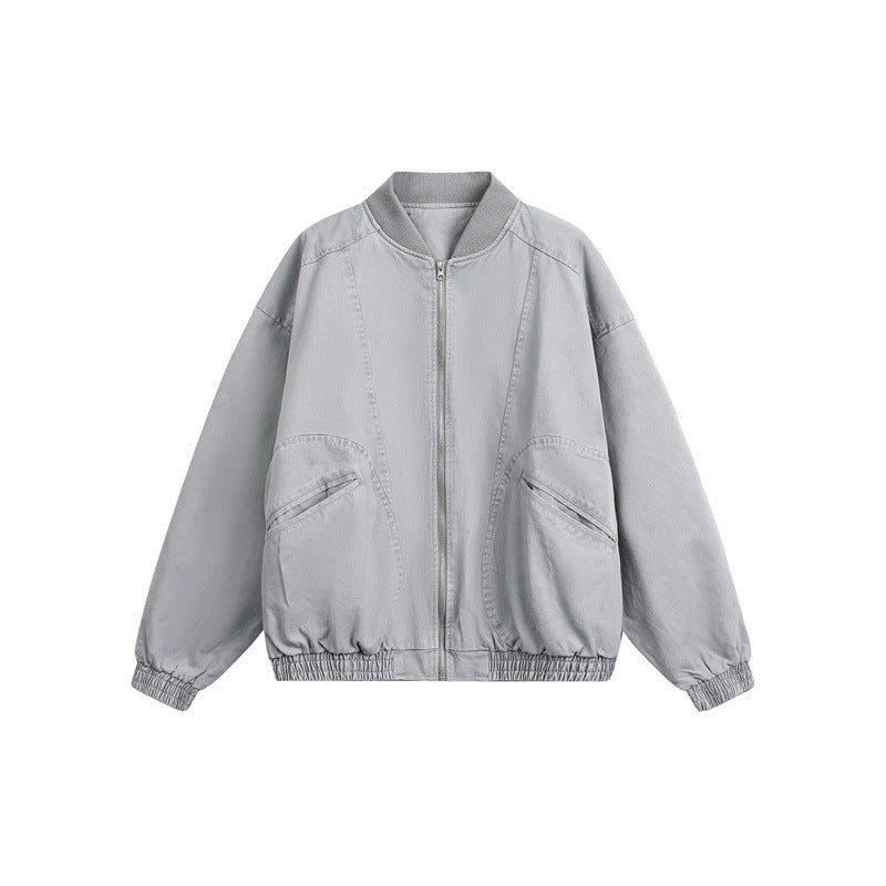 Unisex short-cut boxy bomber jacket made of cotton blend with zipper and elastic hem Mune Fashion
