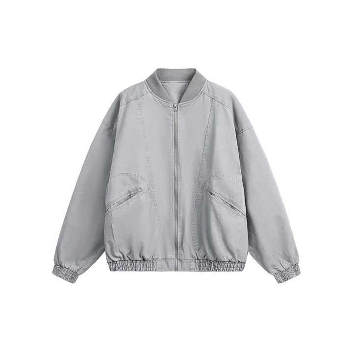 Unisex short-cut boxy bomber jacket made of cotton blend with zipper and elastic hem Mune Fashion