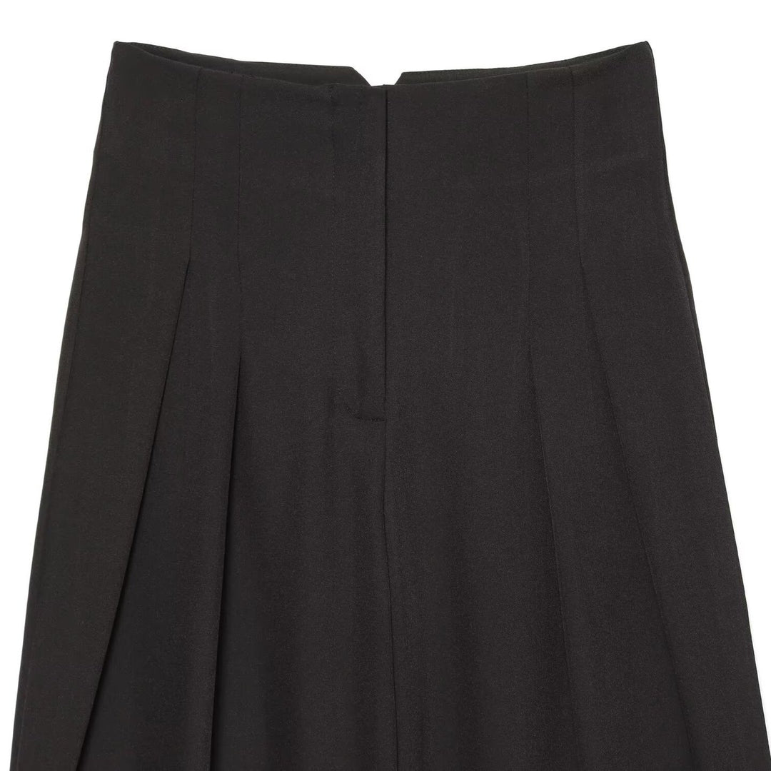 Women's Wide Palazzo Pants with High Waist and Draped Front Panel Mune Fashion