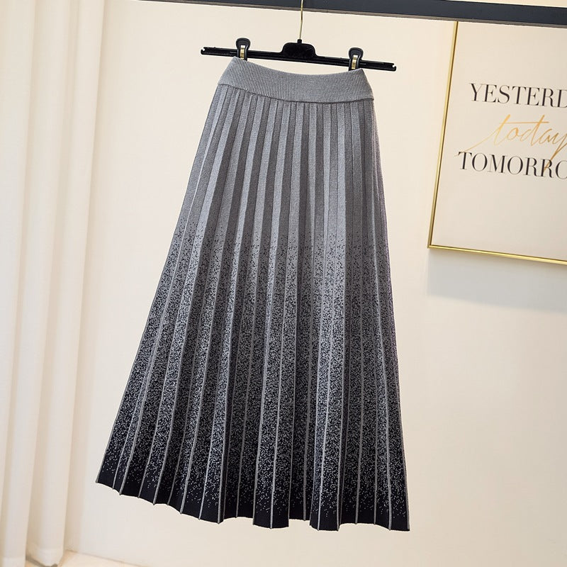 Ladies Elegant Pleated Skirt with Contrasting Stripes Mune Fashion