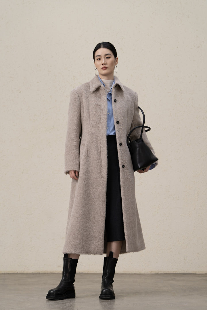 Ladies Elegant Long Hair Coat Mune Fashion