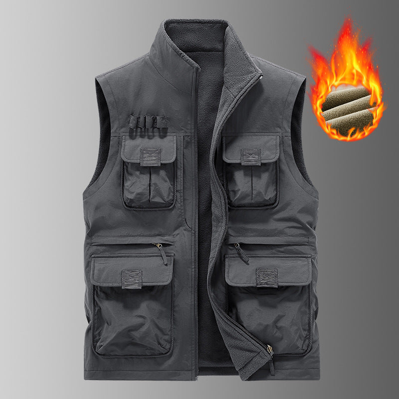 Men's Multi-functional Utility Vest with Fleece Lining & Multiple Pockets Mune Fashion