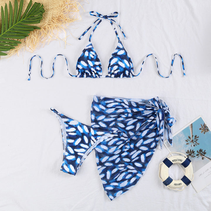 Women's bikini set with trendy check pattern and playful wrap skirt Mune Fashion