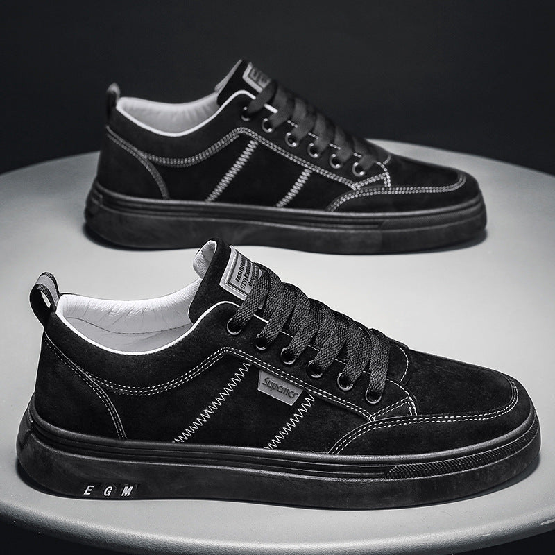 Men's Low Velvet Casual Sneakers with Padded Heel Collar and Subtle Seam Structure Mune Fashion