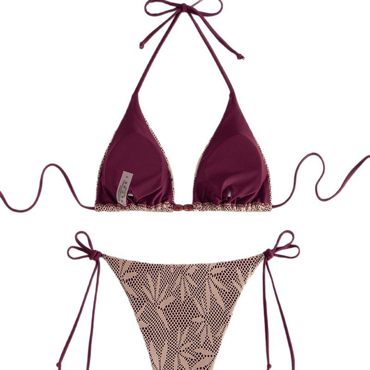Ladies triangle bikini with stylish crochet design Mune Fashion
