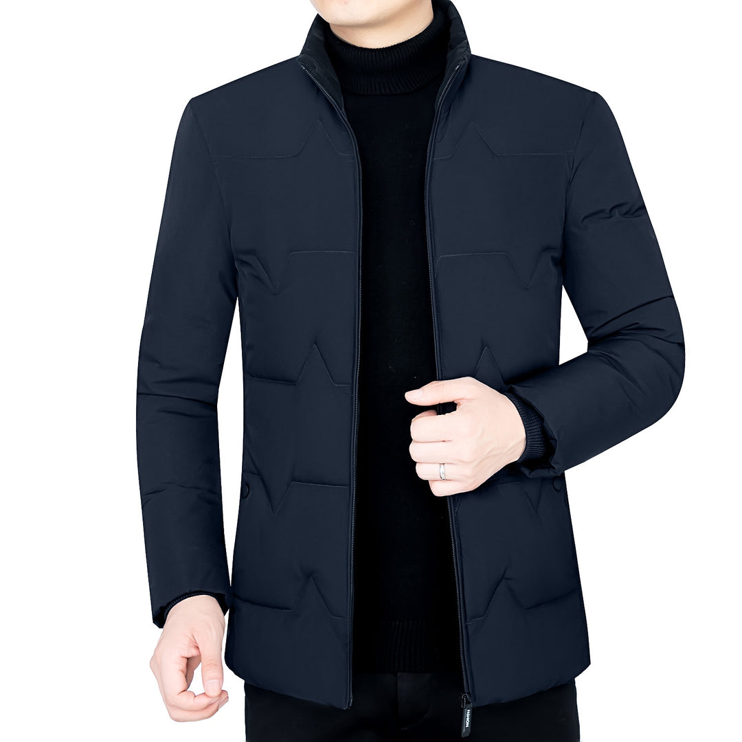 Men's padded stand-up collar jacket with water-repellent surface and zippered pockets Mune Fashion