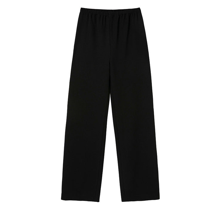 Women's High-Waist Pants with Elastic Waistband, Wide Leg and Soft Flowing Cotton Blend Mune Fashion