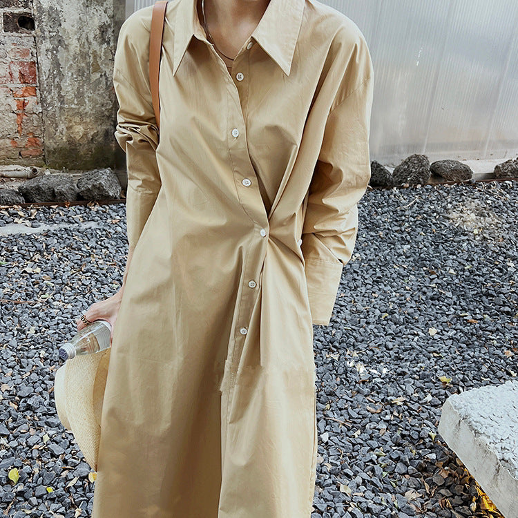 Women's shirt dress made of cotton poplin with asymmetric wrap detail Mune Fashion