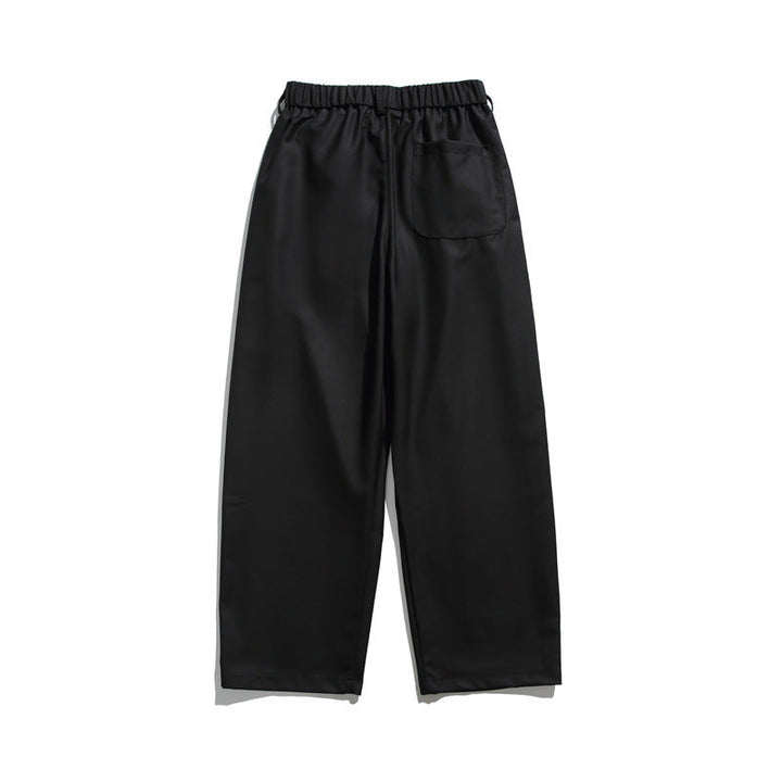 Men's Loose-Fit Pleated Cropped Pants with Elastic Waistband and Crease