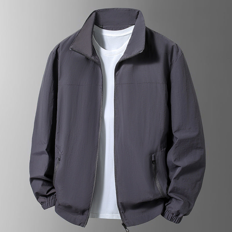 Men's Lightweight Transitional Jacket with High Collar and Practical Pockets Mune Fashion