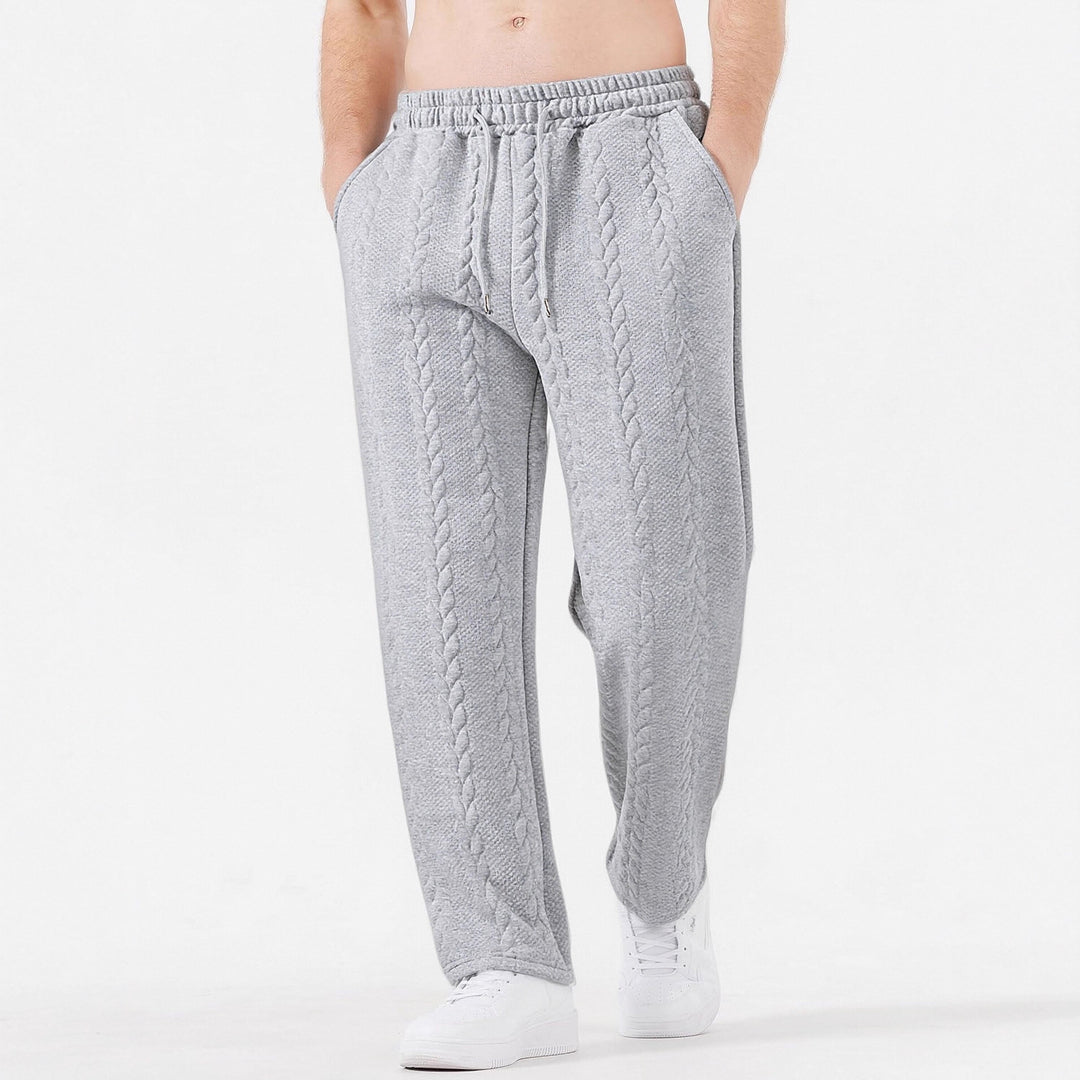 Men's chunky knit lounge jogging pants with cable knit, elastic waistband and drawstring Mune Fashion