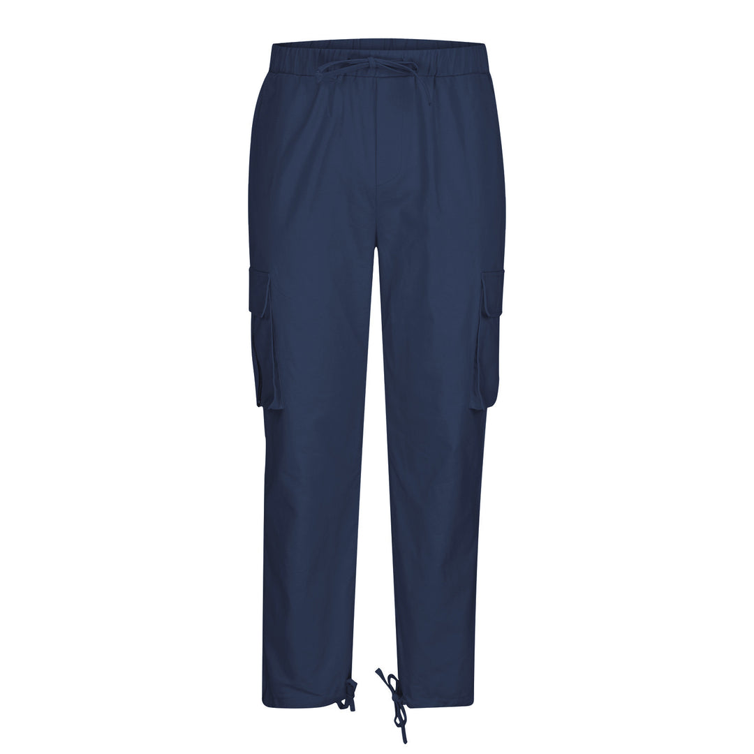 Women's casual cargo pants with elastic drawstring waistband, flap pockets, and adjustable ankle ties Mune Fashion
