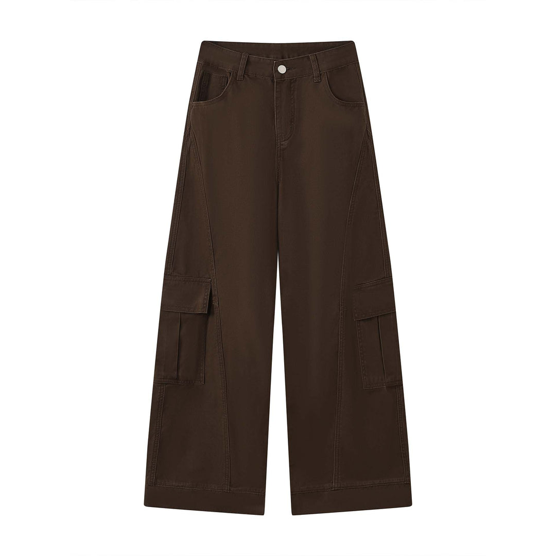 Ladies' Wide Cargo Baggy Pants with Large Flap Pockets Mune Fashion