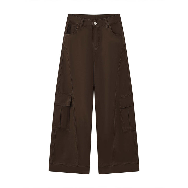 Ladies' Wide Cargo Baggy Pants with Large Flap Pockets Mune Fashion