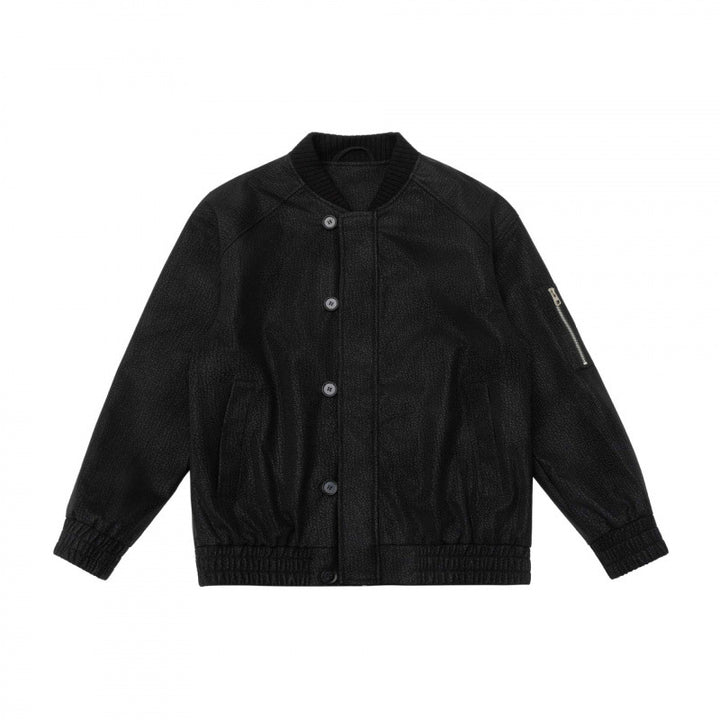 Men's Boxy Bomber Jacket with Textured Canvas Look, Ribbed Hem and Arm Pocket Mune Fashion