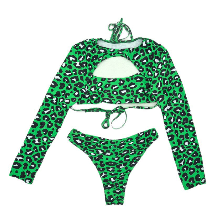 Women's Sporty Bikini with Long-Sleeved Design and Fashionable Cut-Out Mune Fashion