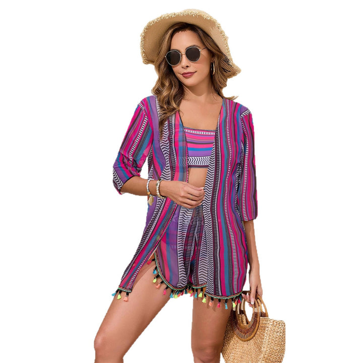 Women's Lightweight Beach Set with Colorful Tassels Mune Fashion