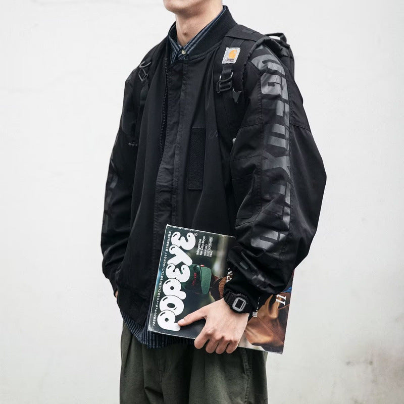 Unisex Lightweight Oversized Bomber Jacket made of Nylon with Reflective Sleeves and Ribbed Cuffs Mune Fashion