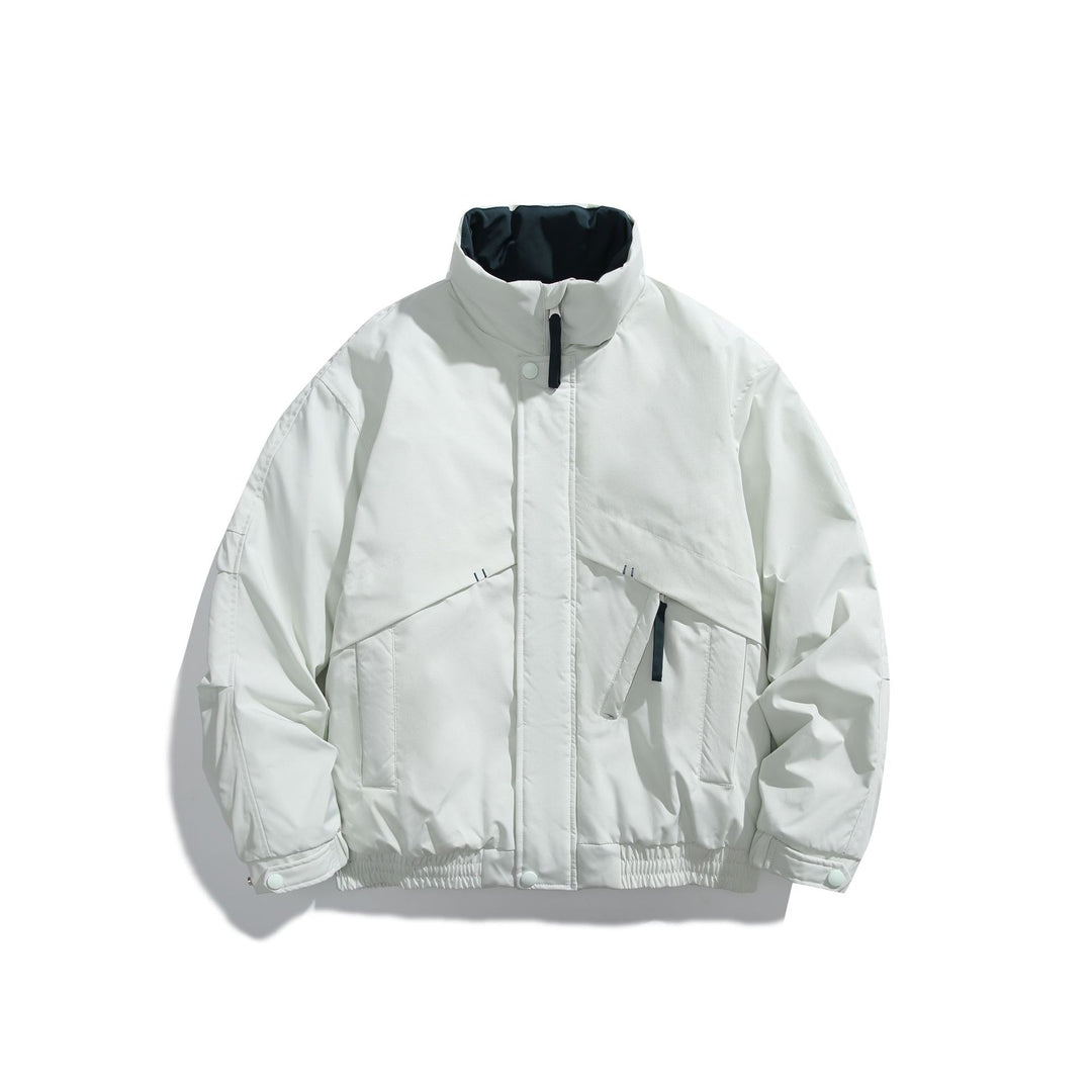 Unisex Short Cut Padded Boxy Bomber Jacket with High Stand-up Collar and Diagonal Flap Pockets Mune Fashion