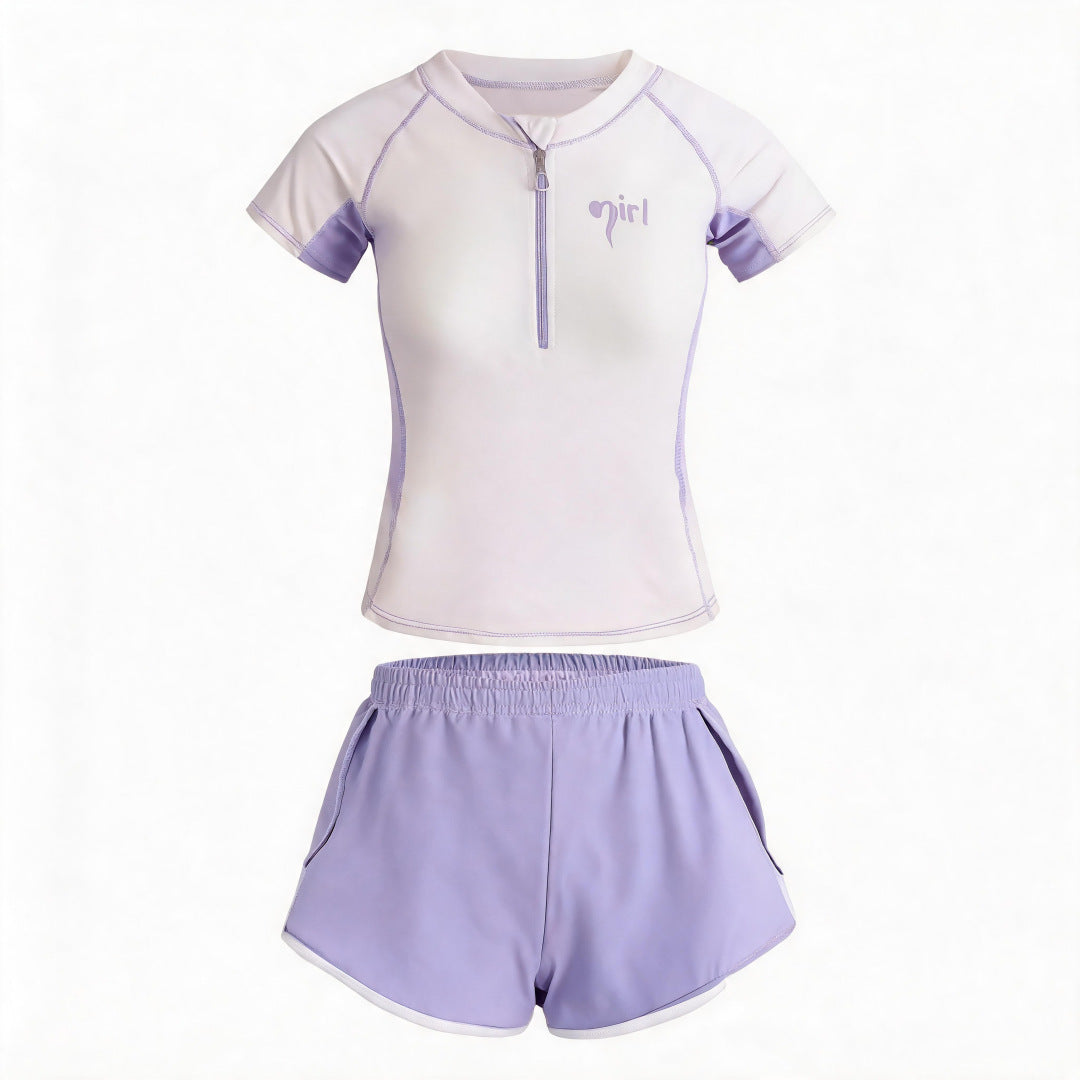 Ladies UV protection swimsuit set with short sleeves and shorts Mune Fashion