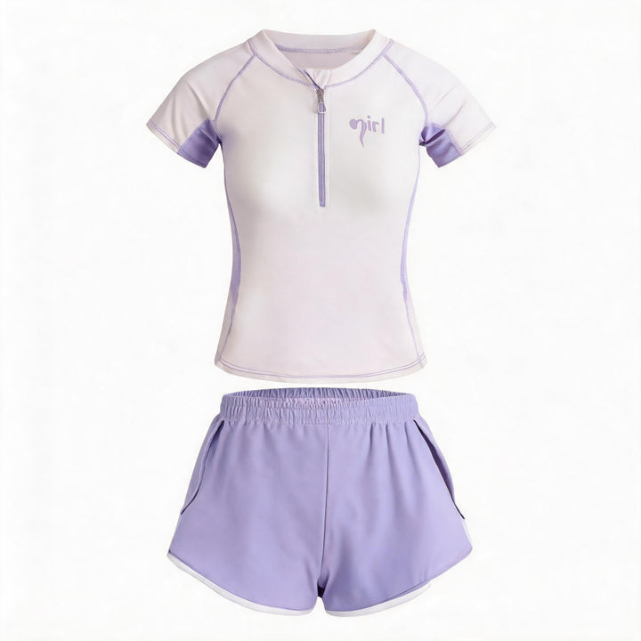 Ladies UV protection swimsuit set with short sleeves and shorts Mune Fashion