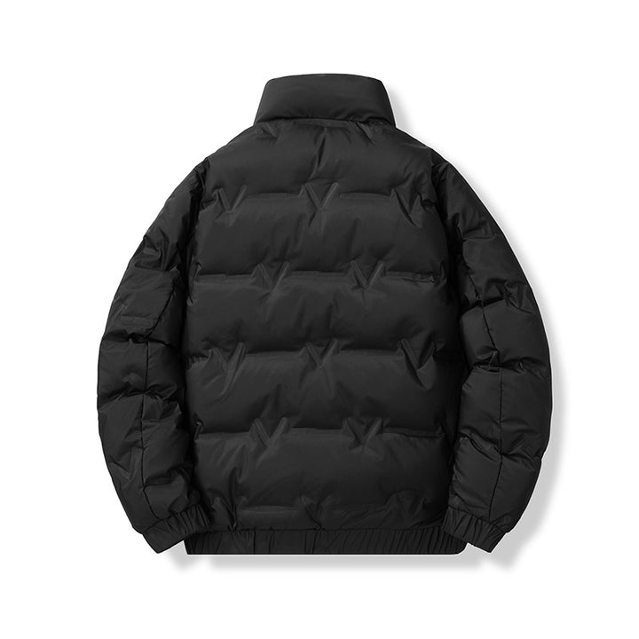 Men's padded quilted jacket with high collar and concealed zipper front Mune Fashion
