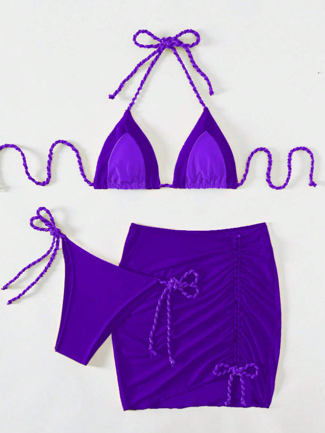 Women's bikini set with modern knot design and figure-hugging skirt Mune Fashion