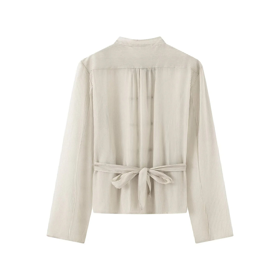 Women's tailored Chinese-inspired jacket with stand-up collar and decorative knot closures Mune Fashion