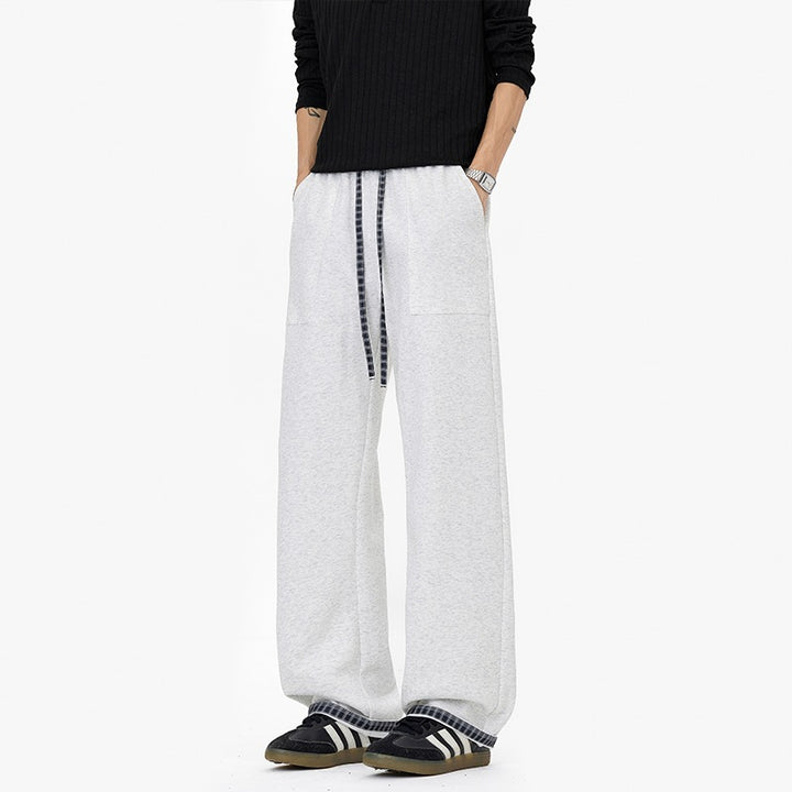 Women Wide Cut Lounge Sweatpants with High Elastic Waistband and Extra Long Cords Mune Fashion
