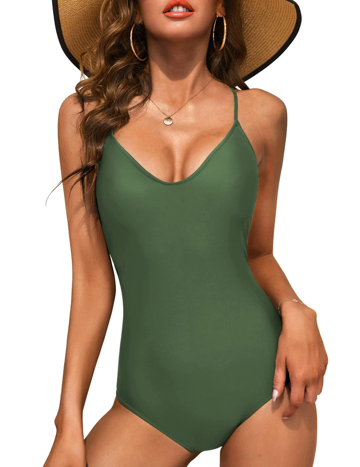 Women One-Piece Swimsuit with V-Neck and Classic Straps Mune Fashion