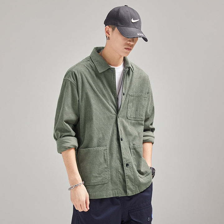Men's Cord Workwear Overshirt with Chest and Patch Pockets Mune Fashion