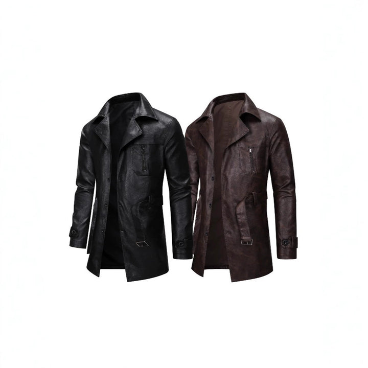 Men's Elegant Faux Leather Jacket with Practical Pockets Mune Fashion