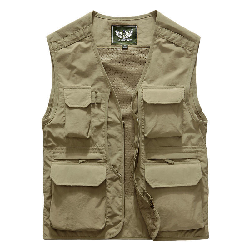 Men's Lightweight Fishing and Photography Utility Vest with Multifunctional Pockets and Breathable Cotton Blend Mune Fashion