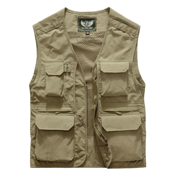 Men's Lightweight Fishing and Photography Utility Vest with Multifunctional Pockets and Breathable Cotton Blend Mune Fashion
