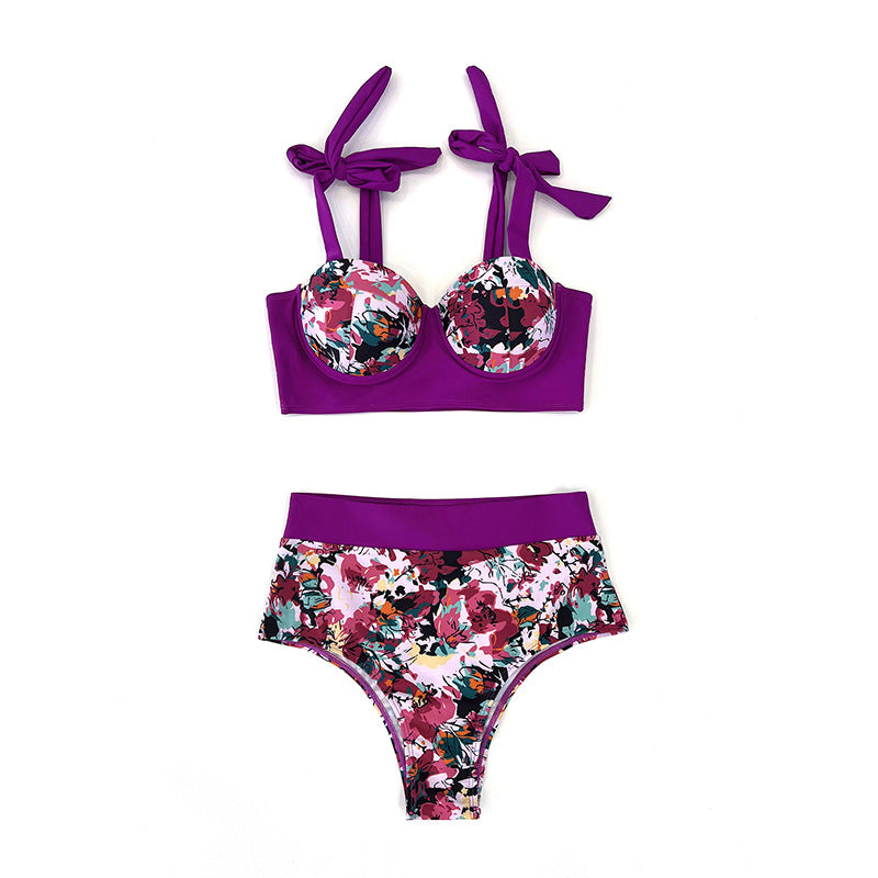 Women High-Waisted Bikini with Elegant Bustier and Refined Cut Mune Fashion