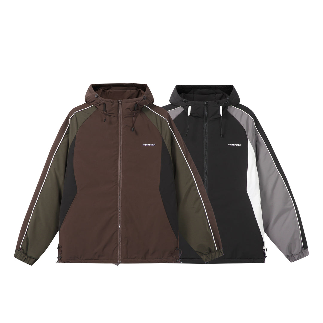 Unisex Short Cut Quilted Hooded Jacket with Reflective Piping and Drawstring Hem Mune Fashion
