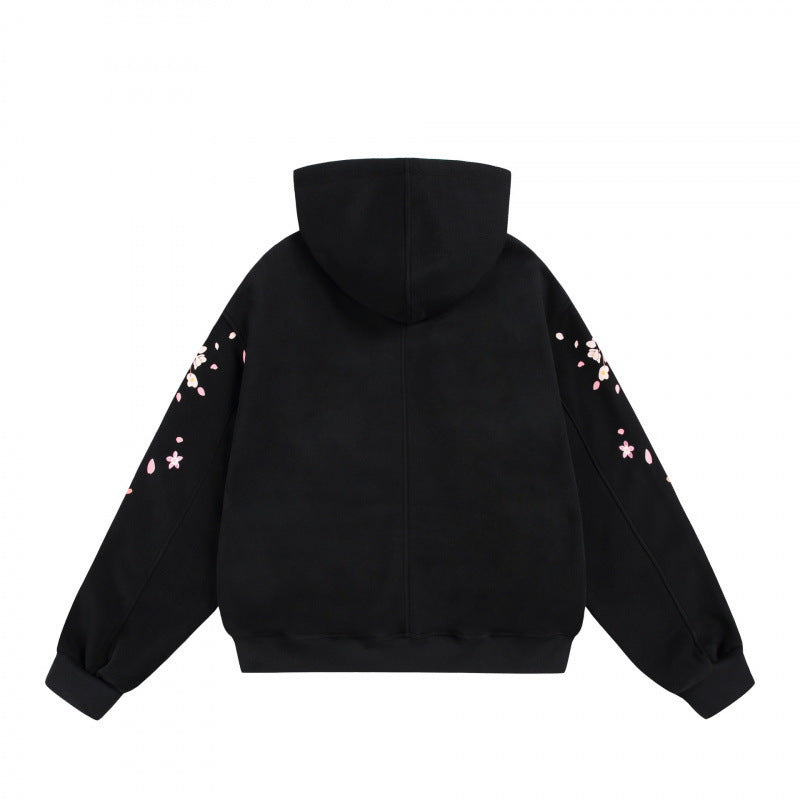 Unisex Oversize Hoodie with Cherry Blossom Print, Kangaroo Pocket and Loose Fit Mune Fashion