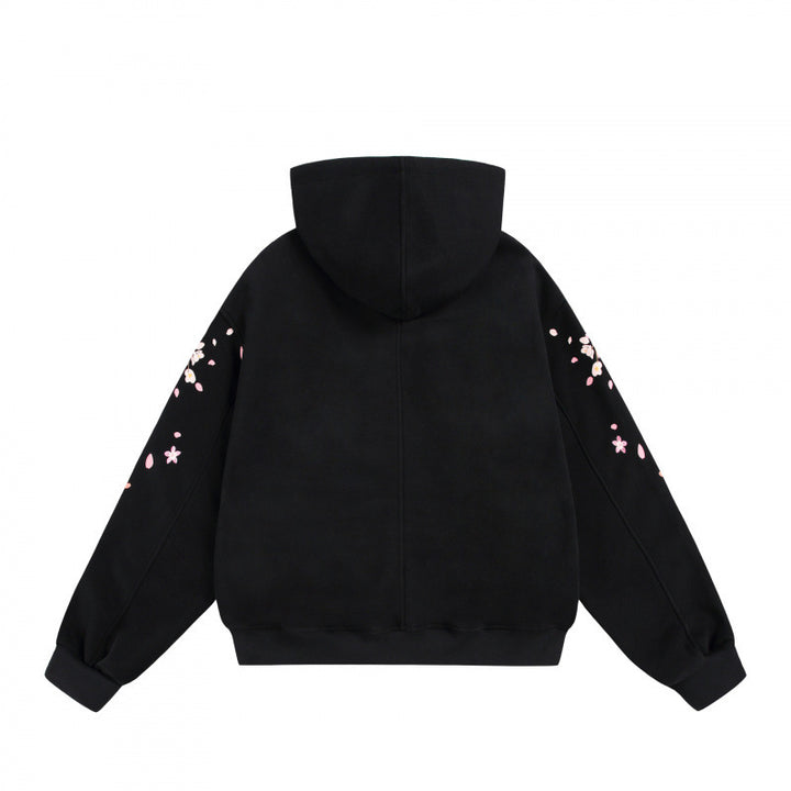 Unisex Oversize Hoodie with Cherry Blossom Print, Kangaroo Pocket and Loose Fit Mune Fashion