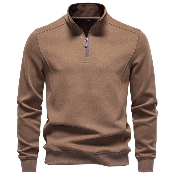Men's Troyer pullover with short zipper and stand-up collar Mune Fashion