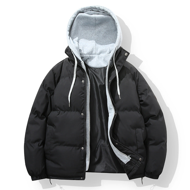 Men's padded quilted jacket with integrated hoodie inner layer and windproof outer layer Mune Fashion