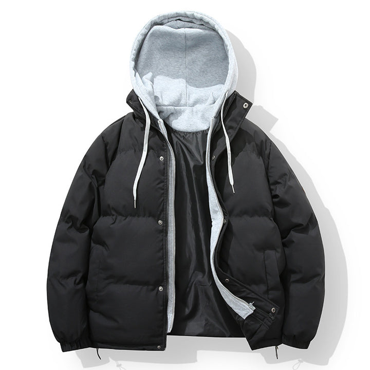 Men's padded quilted jacket with integrated hoodie inner layer and windproof outer layer Mune Fashion