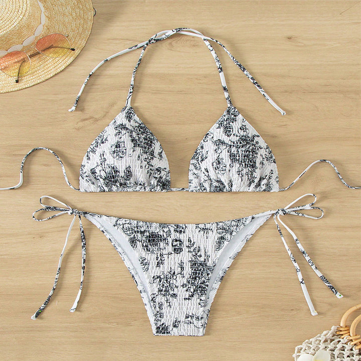 Women's Triangle Bikini with sophisticated tie straps and floral design Mune Fashion