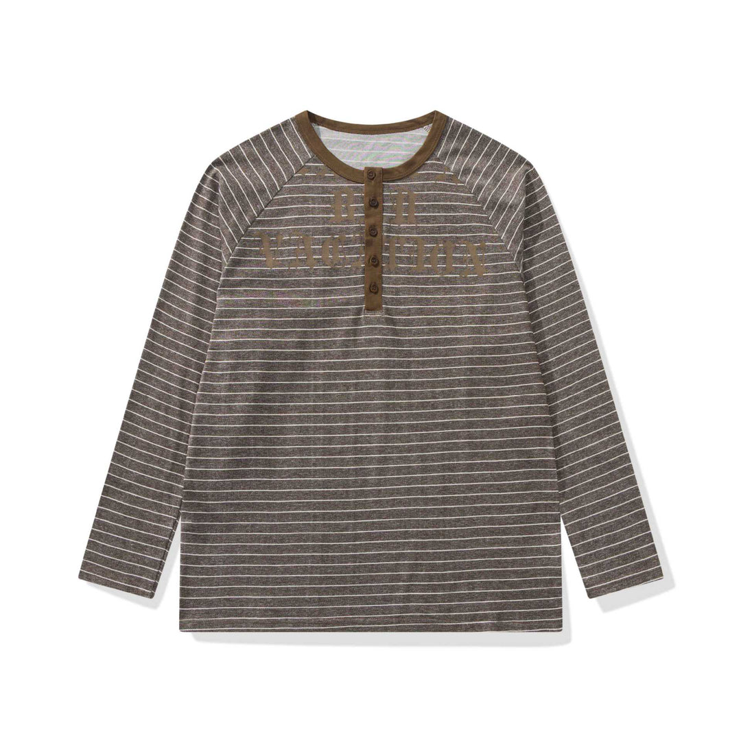 Men's Long Sleeve Henley with Raglan Sleeves and Button Placket Mune Fashion