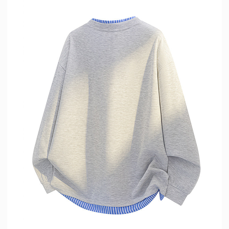 Unisex Oversize Henley-Longsleeve Shirt with Ribbed Structure and Layer Insert Mune Fashion