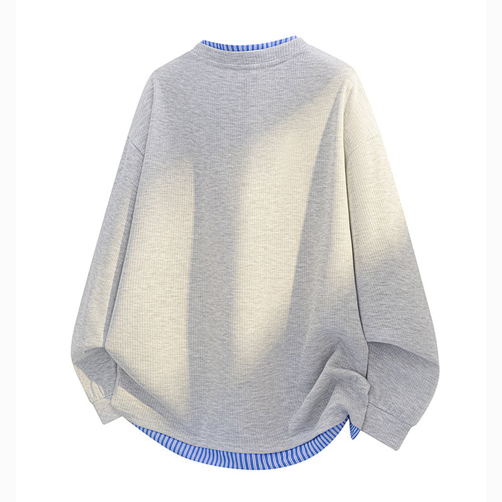 Unisex Oversize Henley-Longsleeve Shirt with Ribbed Structure and Layer Insert Mune Fashion