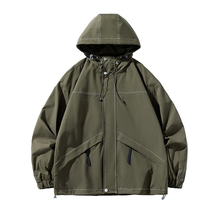 Men's Sporty Transitional Jacket with Adjustable Hood Closure Mune Fashion