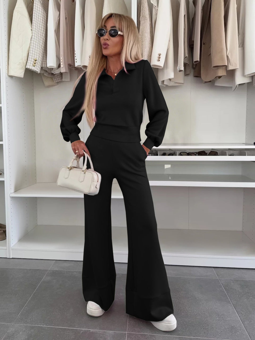 Women's Stylish and Casual Jumpsuit with Wide Leg and Elegant Sleeves Mune