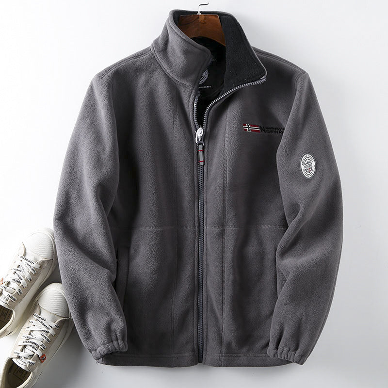 Men's nan fleece jacket with high stand-up collar, continuous zipper and elastic cuffs Mune Fashion